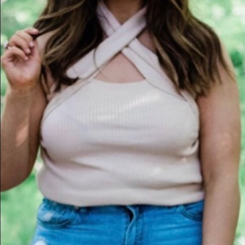 Cream knit halter top